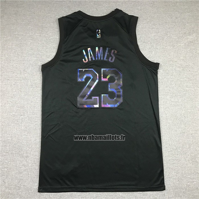 Maillot Los Angeles Lakers Lebron James No 23 Iridescent Logo Noir